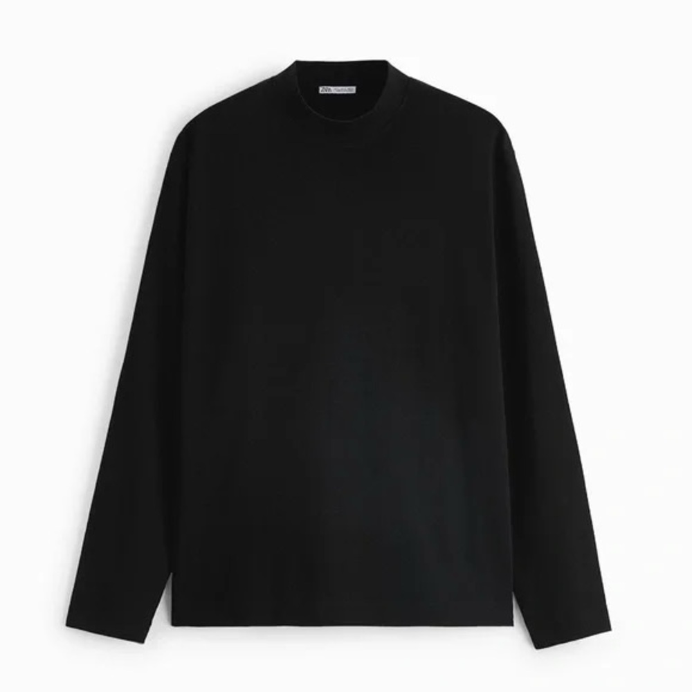 NWT Zara Black Mid-weight Long Sleeve T-shirt